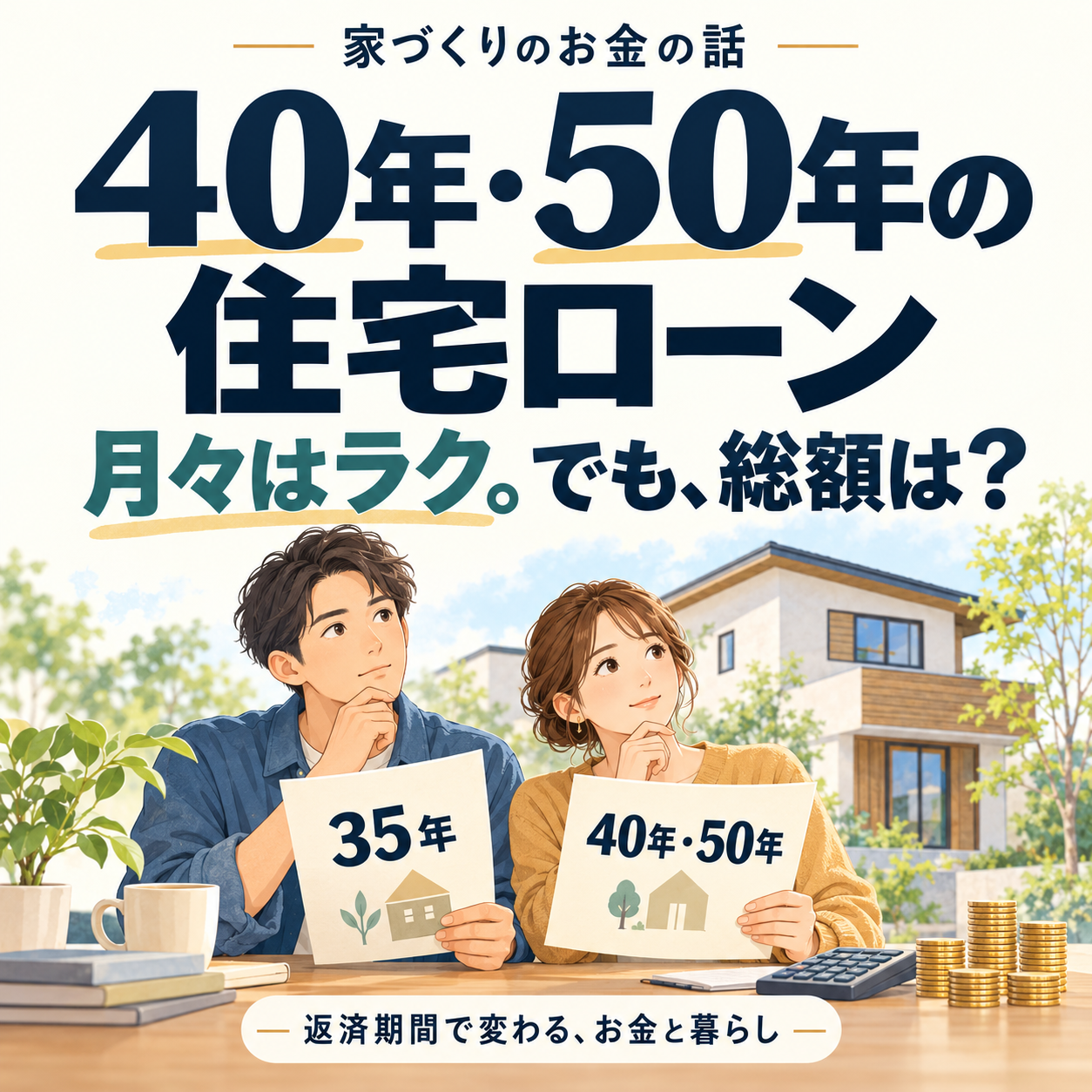 40年・50年の住宅ローンはどう使う？高浜市の工務店が実額で比較します